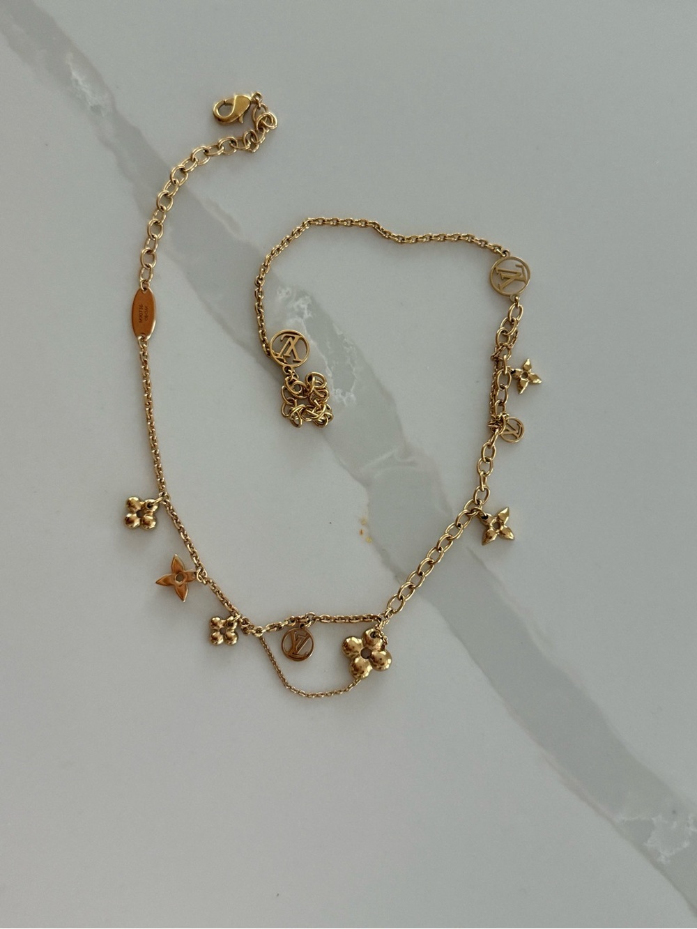 Louis Vuitton Gold Floral & Monogram Charm Necklace